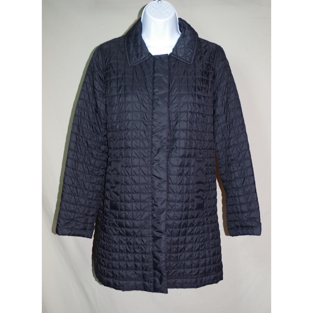 Talbots Petites Small Black Quilted Jacket Coat Snap Front Pockets Petite SP